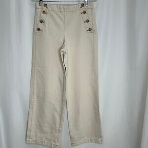 J. Crew wide leg high waisted pants nautical sailor size 6 ivory